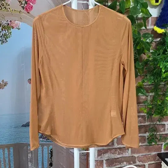 [BUNJANG] Brown See-through Long Sleeve T-shirt / 브라운 시스루 긴팔