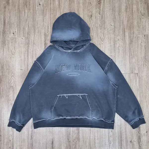 [BUNJANG] Icheon Archive New York Washing Hoodie (Free Size) / 이천아카이브 뉴욕 워싱 후드 Free _ 공용