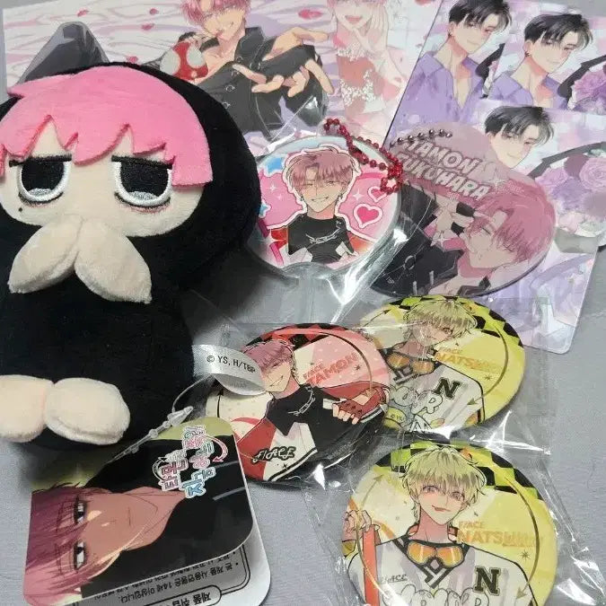 [BUNJANG] Tamon Collaboration Cafe Acrylic Keyring, Can Badge, Photocard, and Mini Uchiwa Set / 타몬군 콜라보카페 인형 캔뱃지 포토카드 특전