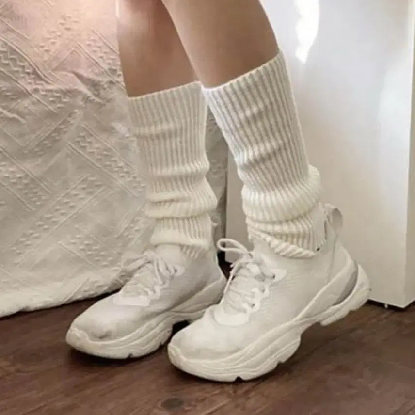 [BUNJANG] Ribbed Knit Leg Warmers / 니삭스 골지 니트 레그 워머