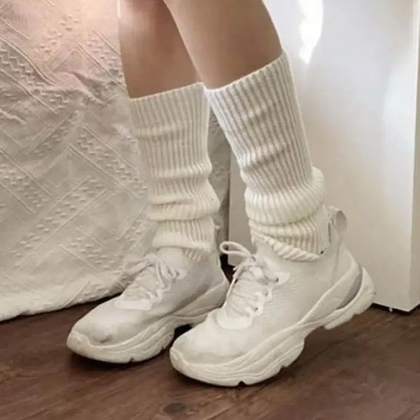 [BUNJANG] Ribbed Knit Leg Warmers / 니삭스 골지 니트 레그 워머