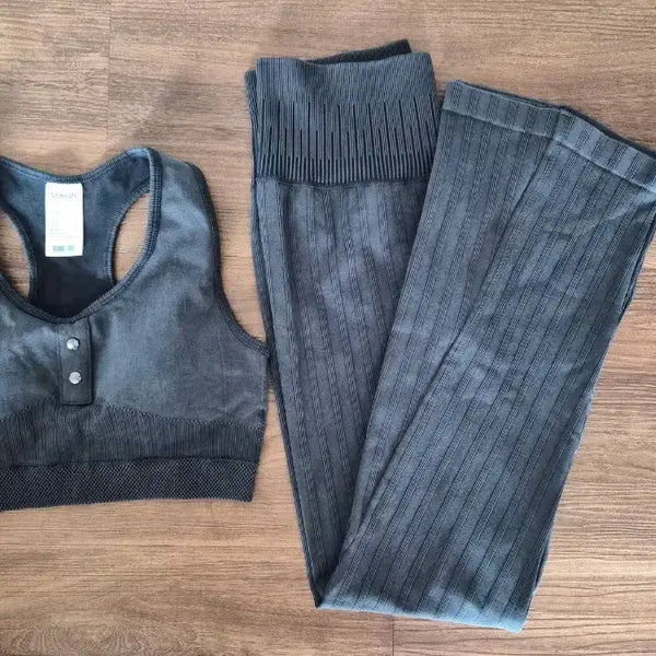 [BUNJANG] Verishi Washed Bralette & Bootcut Leggings Set / 베리시 워싱 브라탑 & 부츠컷 레깅스 세트(새상품)