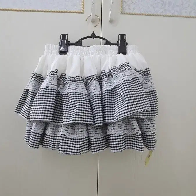 [BUNJANG] Check Mix Layered Mini Skirt Free Size / 체크믹스캉캉 스커트 프리사이즈