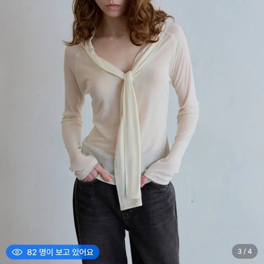 [BUNJANG] Fever Ribbon Tie Top Ivory / 피버 Ribbon Tie Top_ivory