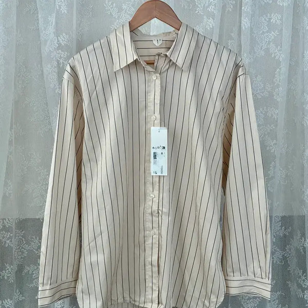 [BUNJANG] Arket Women's Stripe Shirt Beige / 42) 새상품 아르켓 여성 스트라이프 셔츠 베이지