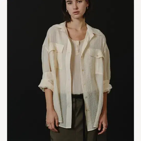 [BUNJANG] GED AIRY POCKET SHIRT - Butter / GED 게드 AIRY POCKET SHIRT - BUTTER