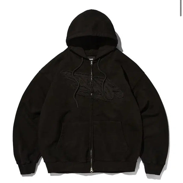 [BUNJANG] Suede Loose Hood Zip-Up / Suade 스웨이드 루즈 후드집업