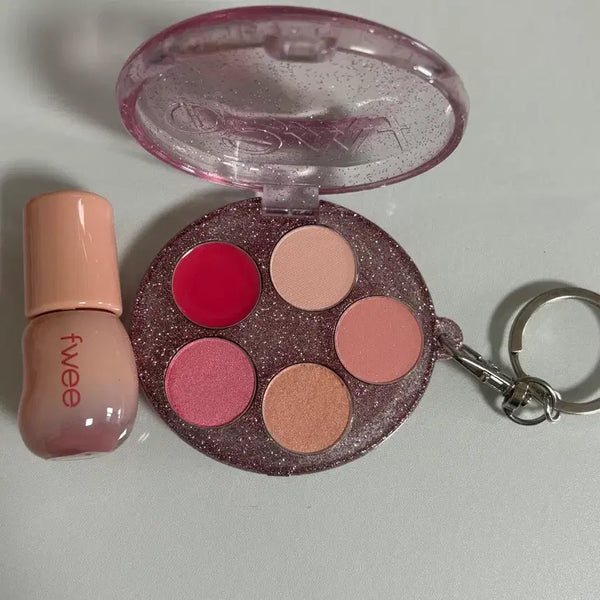 [BUNJANG] FEE DIY Pocket Multi Palette Glitter Pink with 3D Voluming Gloss Mini Peach Oolong / 퓌 DIY 포켓 멀티 팔레트 글리터 핑크,3D볼류밍 글로스 미니