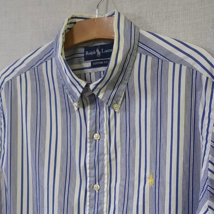 [BUNJANG] Polo Ralph Lauren Custom Fit Striped Short Sleeve Shirt / 폴로 랄프로렌 정품 커스텀핏 스트라이프 반팔 셔츠 여름 남방 105
