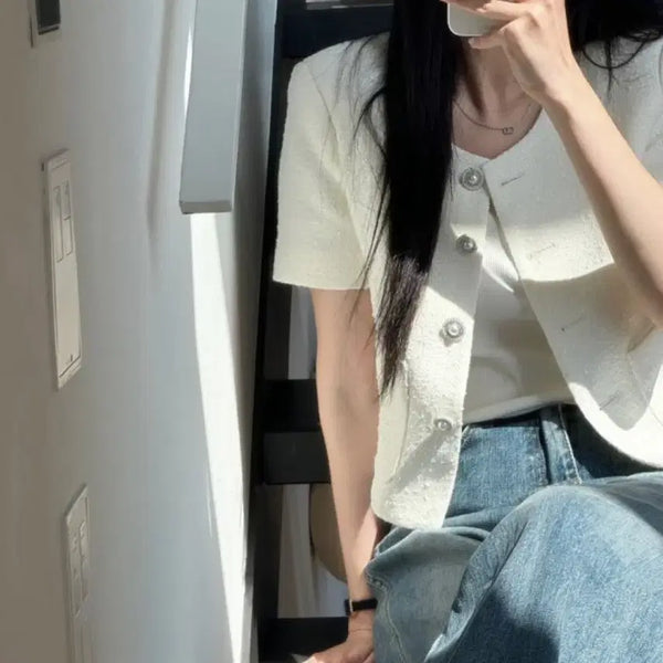 [BUNJANG] Archive J2U Rune Tweed Jacket Ivory M / 아카이브제이투유 룬 트위드 자켓 아이보리 M
