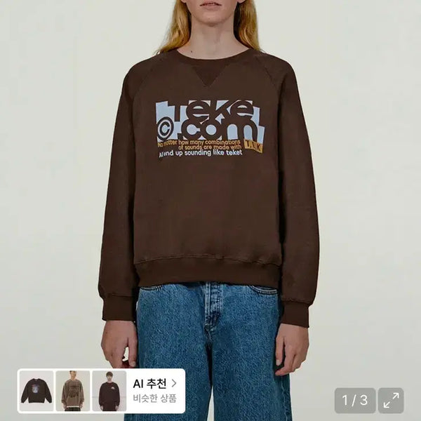 [BUNJANG] Teket Folder Sweatshirt Brown M / 테켓 폴더 맨투맨 브라운 M