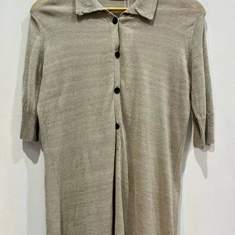 [BUNJANG] Colombo Linen Knit Polo T-Shirt - Beige, Size S / 콜롬보 리넨 니트 카라 티셔츠 S 정품