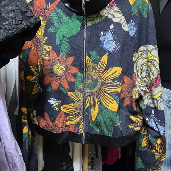 [BUNJANG] Flower Pattern Bomber Jacket / 플라워 패턴 점퍼