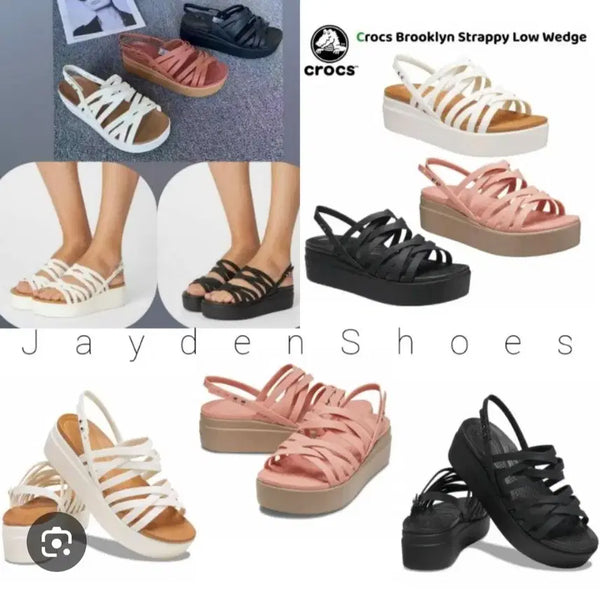 [BUNJANG] Crocs Strappy Low Wedge Heel (US Women's 6) / 크록스 스트래피 로우 웨지힐 정품