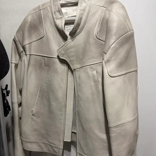 [BUNJANG] yiyae Modified Leather Jacket (Dirty White) / [L]yiyae 모디파이 레더 자켓(더티 화이트)