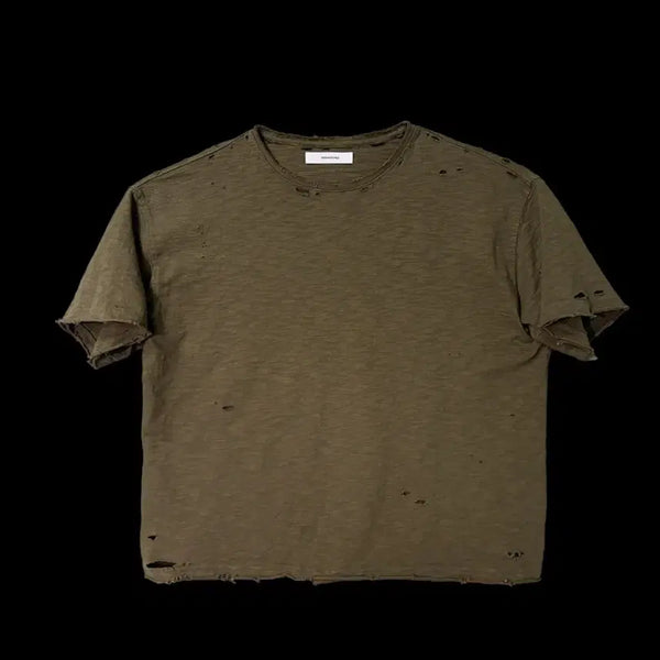 [BUNJANG] Nonnode Slub Vintage Short-Sleeve T-Shirt Khaki / [1 2] 논노드 슬럽 빈티지 반팔 티셔츠 카키