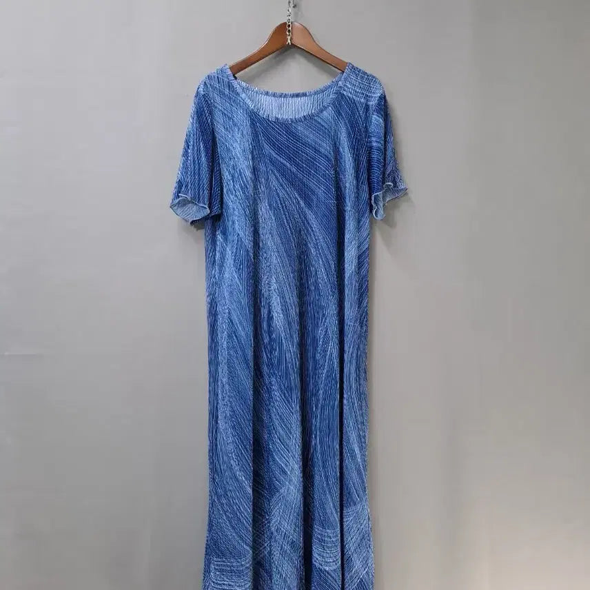 [BUNJANG] Blue Pleated Long Dress / 블루계열 플리츠 롱 원피스