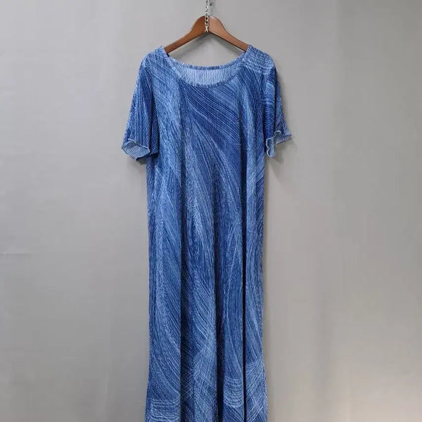 [BUNJANG] Blue Pleated Long Dress / 블루계열 플리츠 롱 원피스