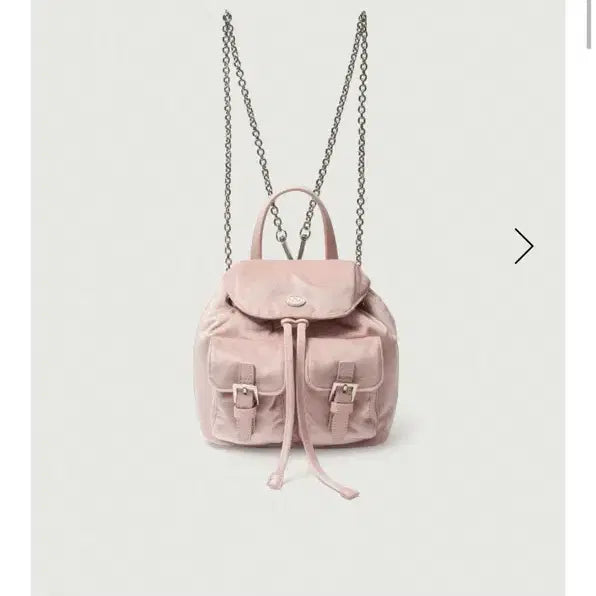 [BUNJANG] The Barnet Mauve Velvet Chain Backpack - Light Pink / 더바넷 Mauve Velvet Chain Backpack_Light Pink