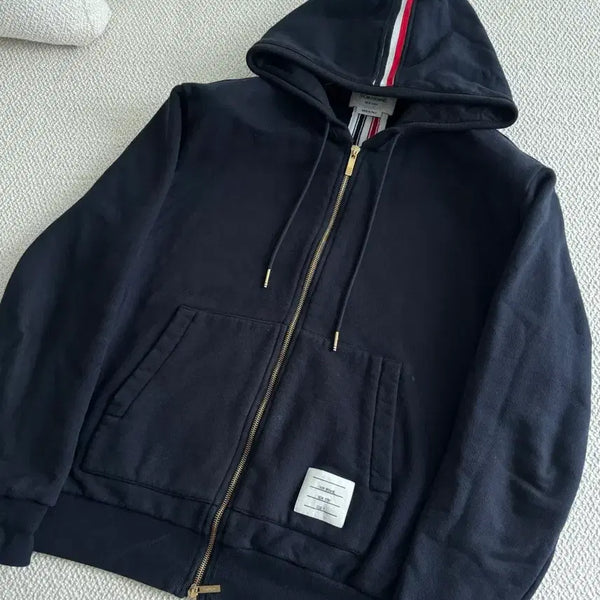[BUNJANG] Thom Browne Back Stripe Zip-Up Hoodie Navy Size 3 / [정품] 톰브라운 백삼선 스트라이프 후드집업 네이비 3사이즈