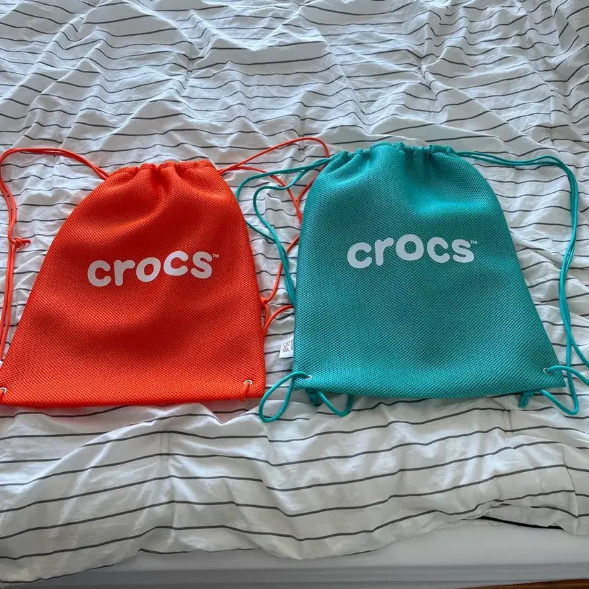 [BUNJANG] Crocs Drawstring Backpack Mint Orange / 크록스 에코백 민트 오렌지