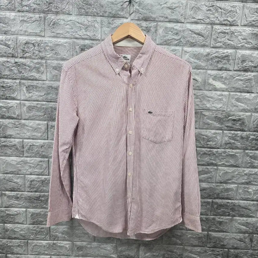 [BUNJANG] Lacoste Pink Stripe Cotton Shirt Size 100 / 라코스테 셔츠 핑크 스트라이프  사이즈 100