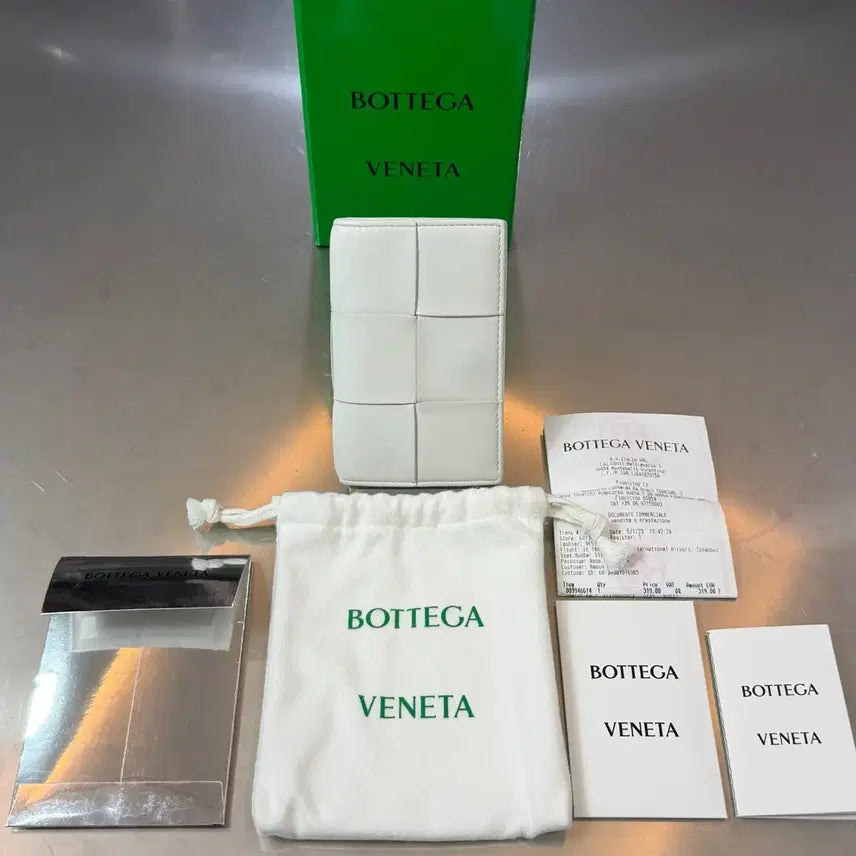 [BUNJANG] Bottega Veneta Cassette Business Card Holder White Full Set / 보테가베네타 카세트 비지니스 카드지갑 화이트 풀구성
