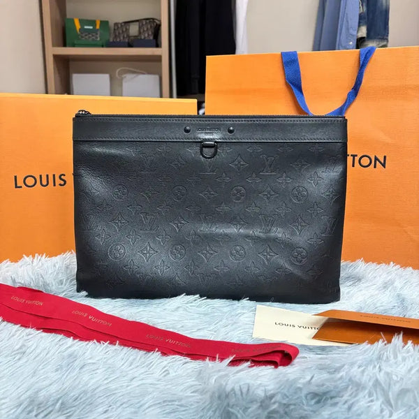 [BUNJANG] Louis Vuitton Pochette Shadow Clutch MM Black / [정품] 루이비통 포쉐트 쉐도우 클러치 MM