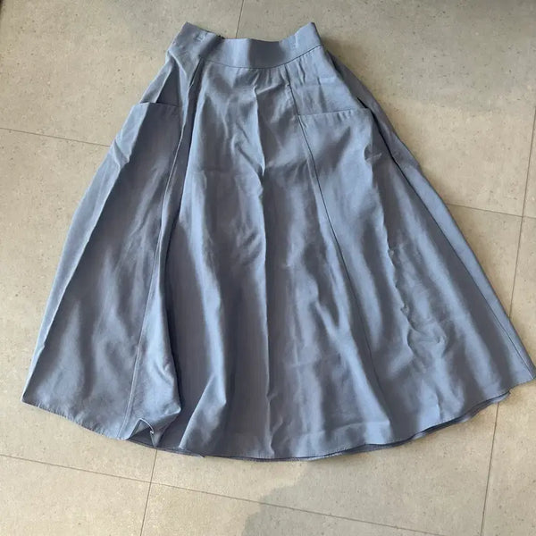 [BUNJANG] Light Blue Flare Long Skirt / 연하늘색 플레어 롱 스커트 새상품