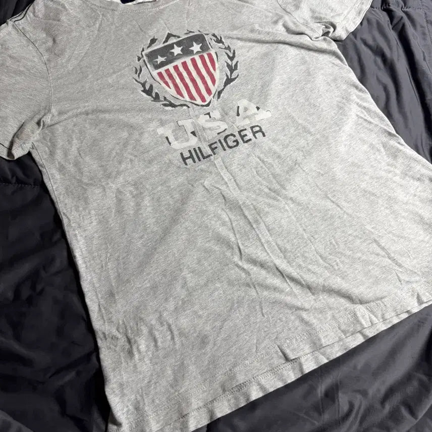 [BUNJANG] Tommy Hilfiger Loose Fit Printed T-Shirt - Grey, Size L / 타미 루즈핏 프린트 티셔츠 L