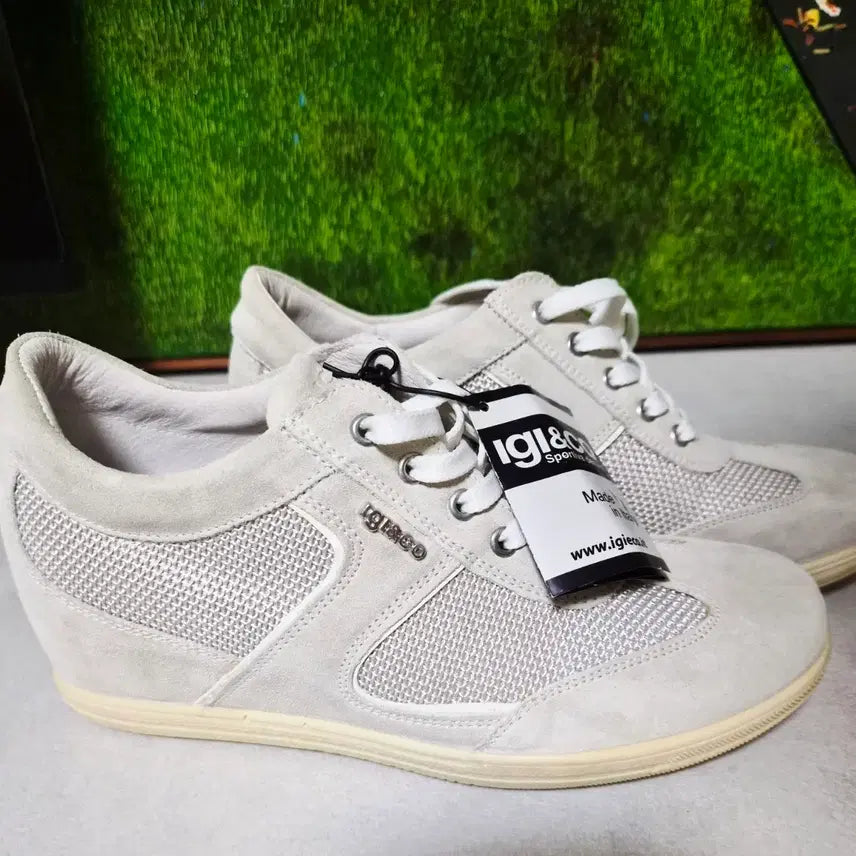 [BUNJANG] IGI&CO Beige Suede Mesh Wedge Sneakers - New, Unused (250cm) / [새상품 미사용] Igi&Co 이지앤코 베이지 스웨이드 메쉬 스니커즈