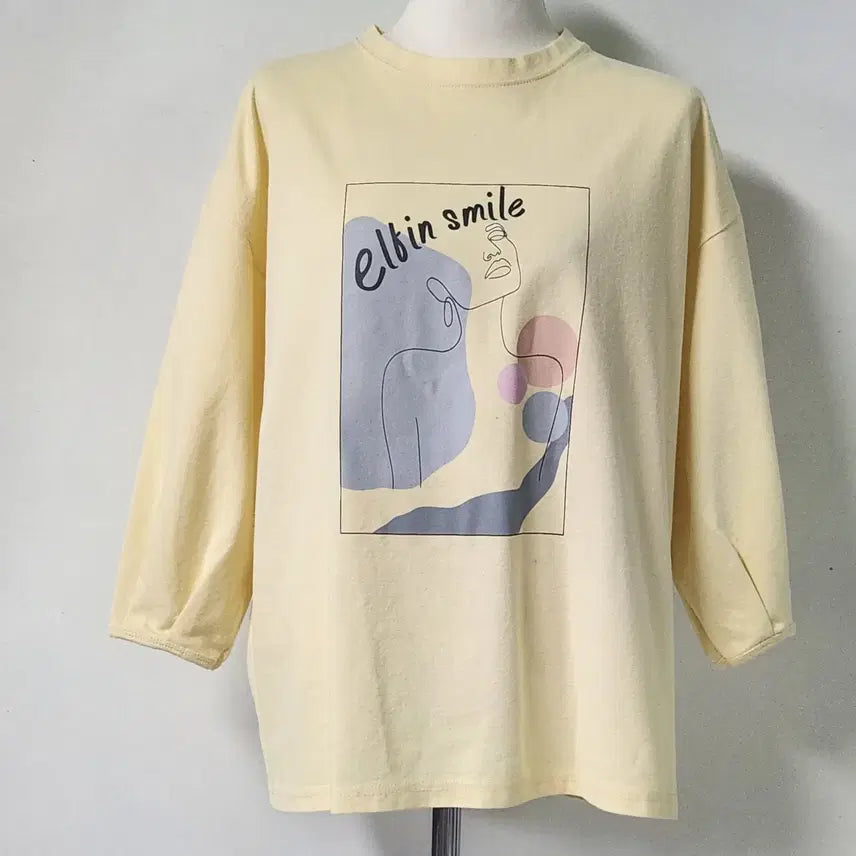 [BUNJANG] On & On Art Print Loose Fit Long T-Shirt Free Size / 온앤온 아트 프린팅 루즈핏 롱티셔츠 Free (거의 새상품)