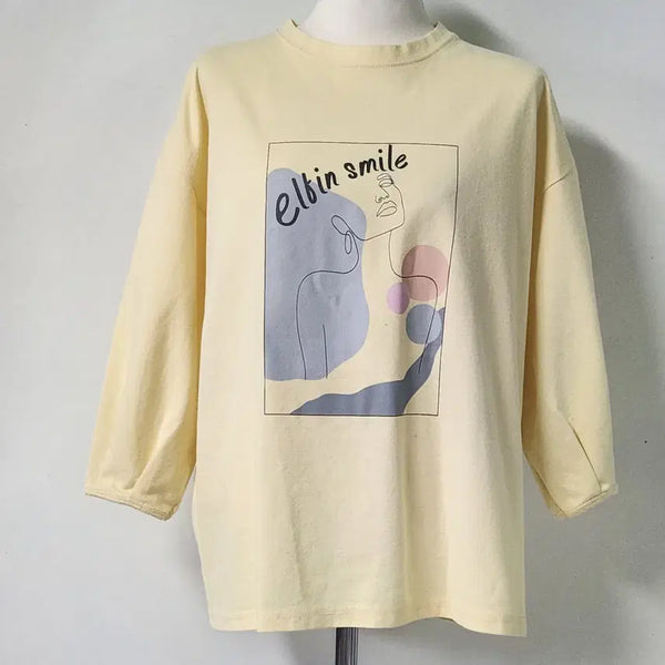 [BUNJANG] On & On Art Print Loose Fit Long T-Shirt Free Size / 온앤온 아트 프린팅 루즈핏 롱티셔츠 Free (거의 새상품)