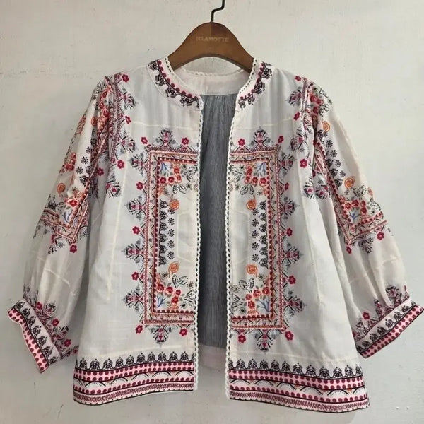 [BUNJANG] Embroidered Floral Pattern Jacket / 새상품 보헤미안 에스닉 꽃무늬플로럴 패턴 자수 자켓