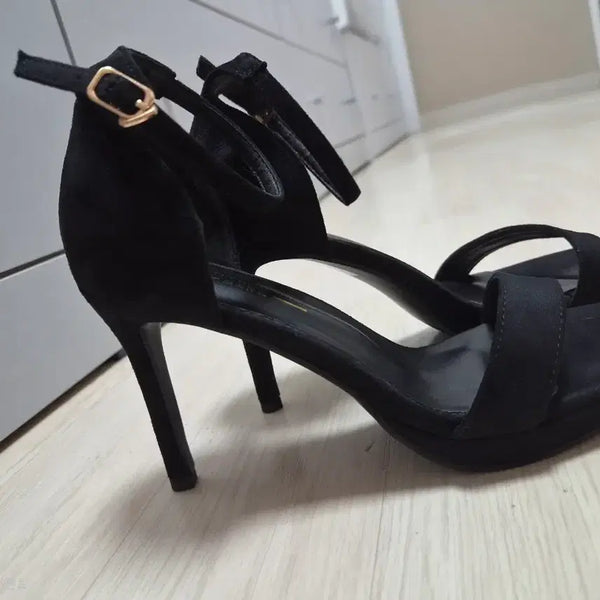 [BUNJANG] Gabosi Strap Sandals High Heels / 토오픈 가보시 스트랩 샌들 하이힐 블랙9cm