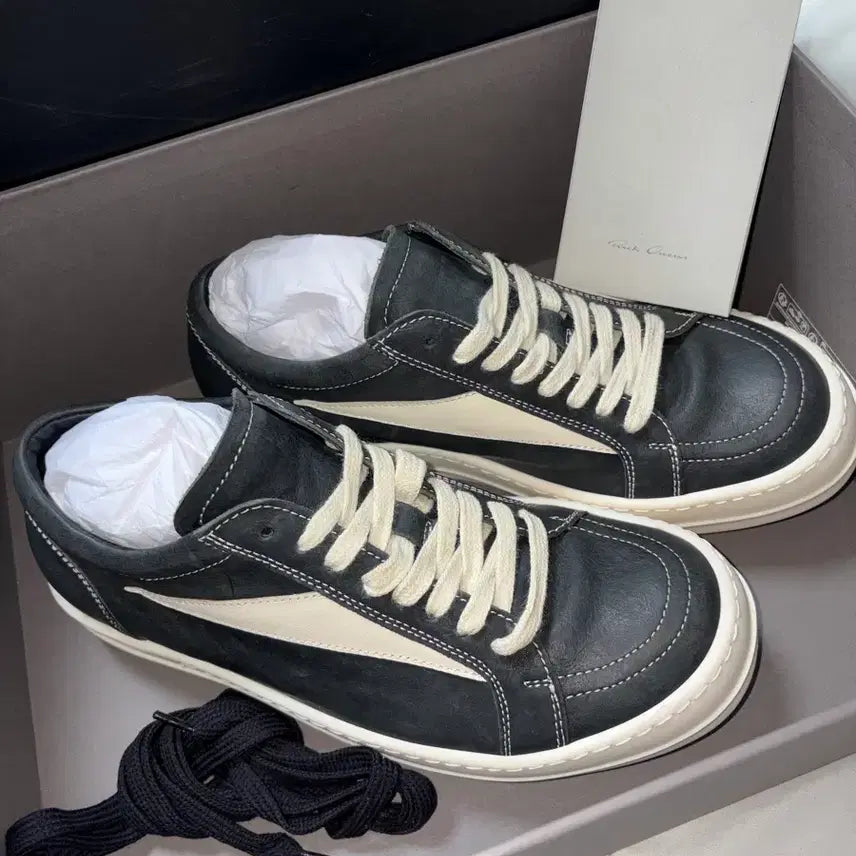 [BUNJANG] Rick Owens Lido Vintage Leather Sneakers / 릭오웬스 레더 스니커즈