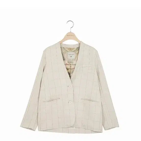 [BUNJANG] Thursday Island Collarless Check Jacket / 써스데이아일랜드 노카라체크자켓