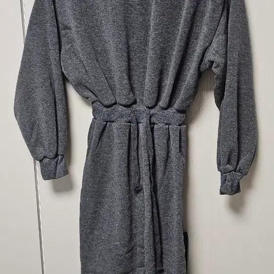 [BUNJANG] Fleece Zip-Up Long Dress - Dark Gray / 기모 집업 원피스 진그레이