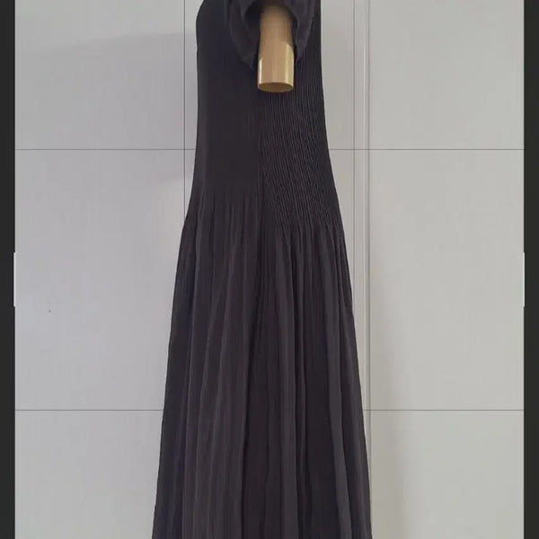 [BUNJANG] Long Pleated Skirt - Dark Brown / 짙은브라운  66~~ 77