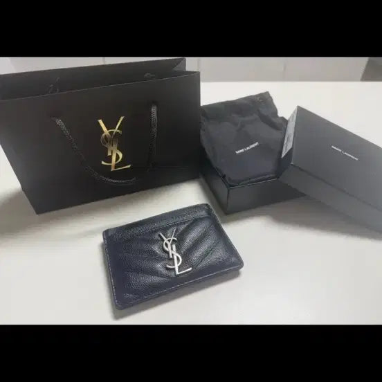 [BUNJANG] Saint Laurent Matelassé Silver Hardware Card Holder / 입생로랑 마틀라세 은장 카드지갑
