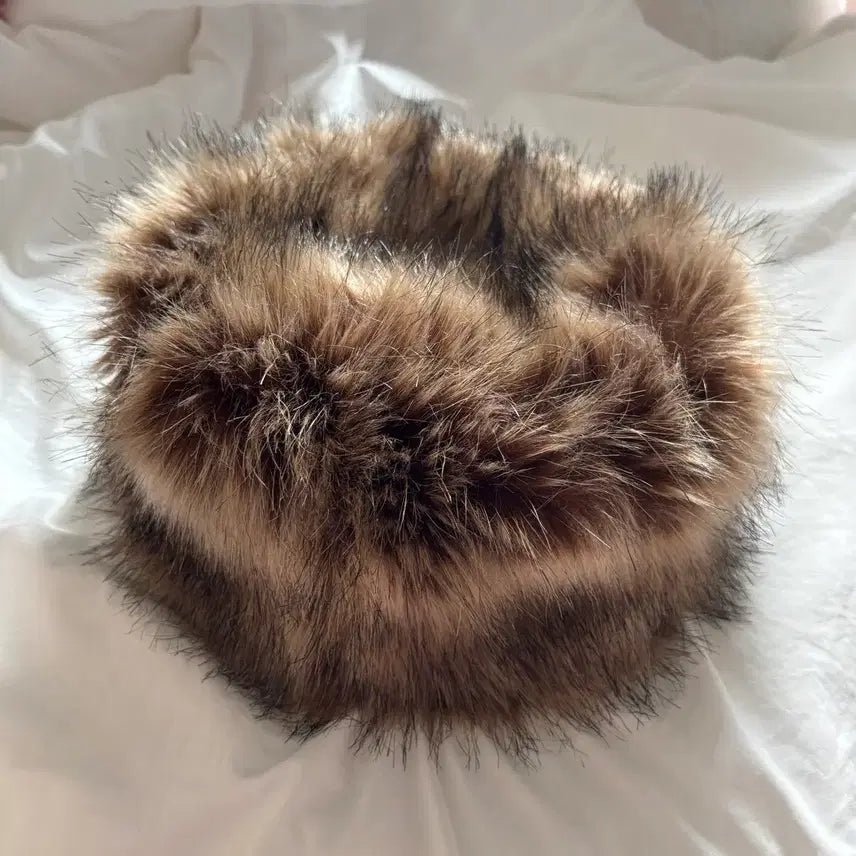 [BUNJANG] Vintage Faux Fur Shapka Hat / 러시아 샤프카 햇 메텔 방한모 겨울 모자 퍼 빈티지 브라운 인조모