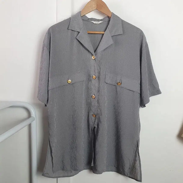 [BUNJANG] Plaid Short Sleeve Shirt Blouse Jacket / 잔체크 반팔 셔츠 블라우스 자켓