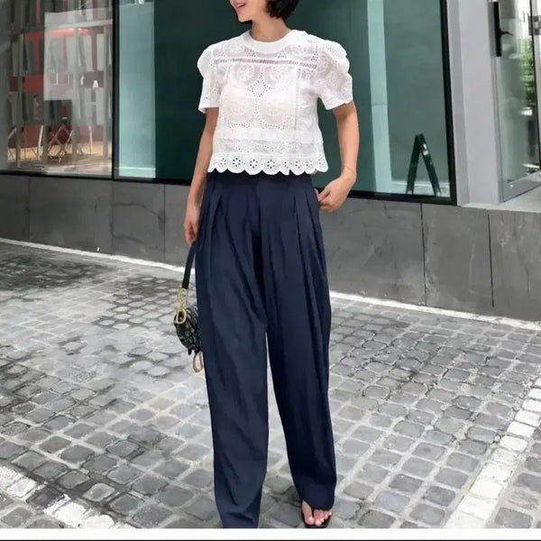 [BUNJANG] The Brill Square Lace Blouse - White / 더브리 스퀘어 레이스 블라우스 - 화이트