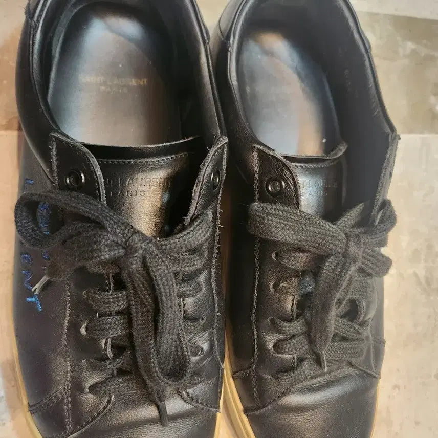 [BUNJANG] Saint Laurent Leather Sneakers Black / 생로랑 가죽 스니커즈 블랙