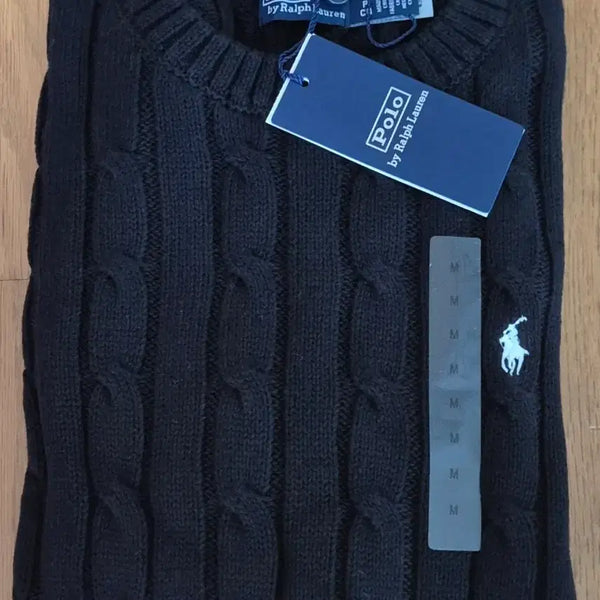 [BUNJANG] Polo Ralph Lauren Cable Knit Short Sleeve Knit Black M / 폴로 랄프로렌 꽈배기 케이블 반팔 니트 블랙