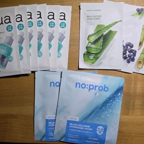 [BUNJANG] Anua 100ml Hyaluronic Acid Serum Mask Bundle / 아누아 100 세럼 마스크 + 네이처리퍼블릭 마스크팩+ 노프랍 겔마스크 일괄판매