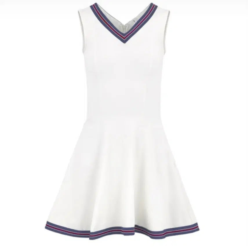 [BUNJANG] Anden We Dance Tennis/Golf Dress White V-Neck Color Block / 테니스/골프 원피스 흰색 V넥 라인 포인트(새상품)-앤덴위댄스