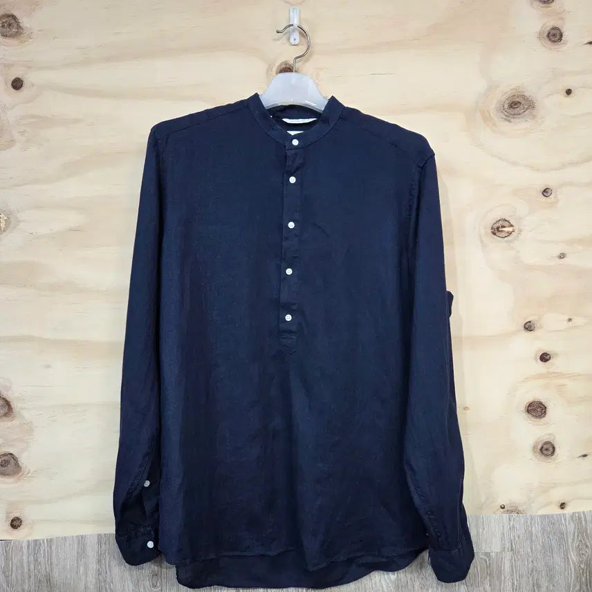 [BUNJANG] S suit Supply 100% Linen Slim Fit Shirt Navy / 873) 수트서플라이 린넨100 슬림핏 셔츠