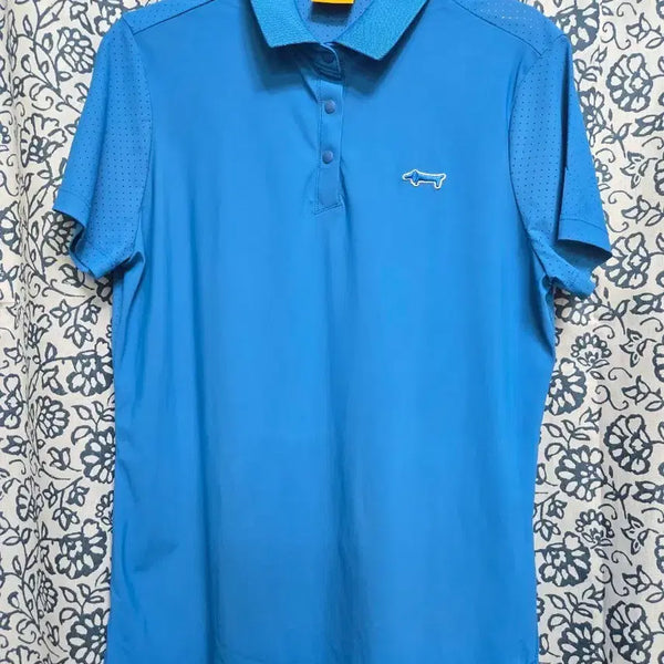 [BUNJANG] Louis Castel Golf Wear Women's Coolmax Short-Sleeve Polo T-Shirt - Blue / 루이까스텔 골프웨어 여성 쿨맥스 반팔 카라티 블루