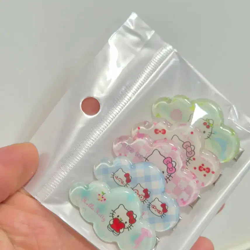 [BUNJANG] Hello Kitty Cloud Hairpin Set (5 Pieces) / 신상 구름 헬로키티 헤어핀 5개 세트